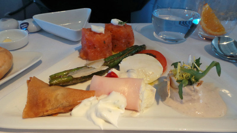 Austrian Airlines Business Class dining