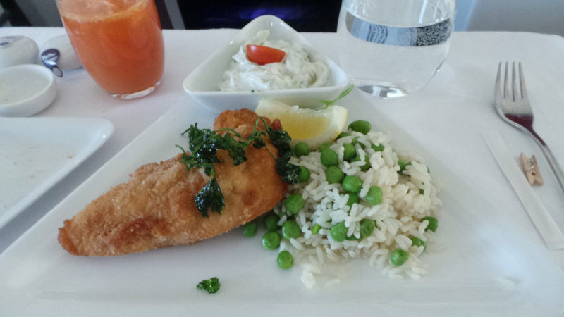 Austrian Airlines Business Class dining