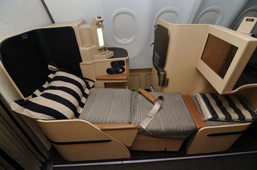 a bed in a plane