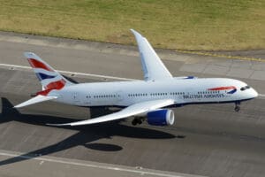 an airplane taking off from a runway