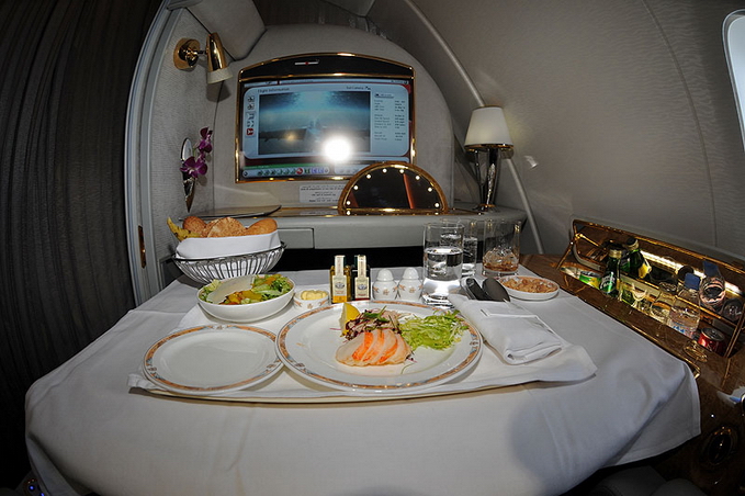 Emirates First Class Dining on a short haul flight