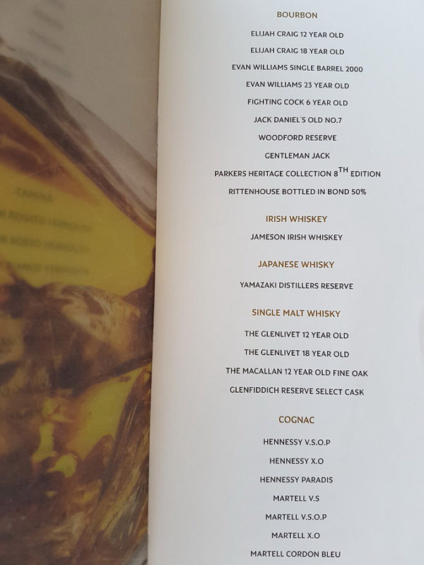 Etihad Abu Dhabi First Class Lounge Beverage Menu