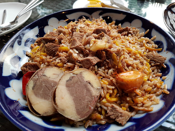 Plov with horsemeat and beef