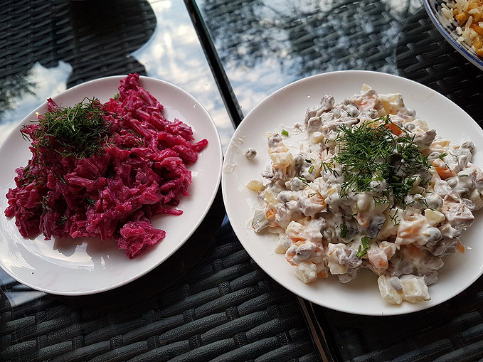 Beetroot and Olivye Salad