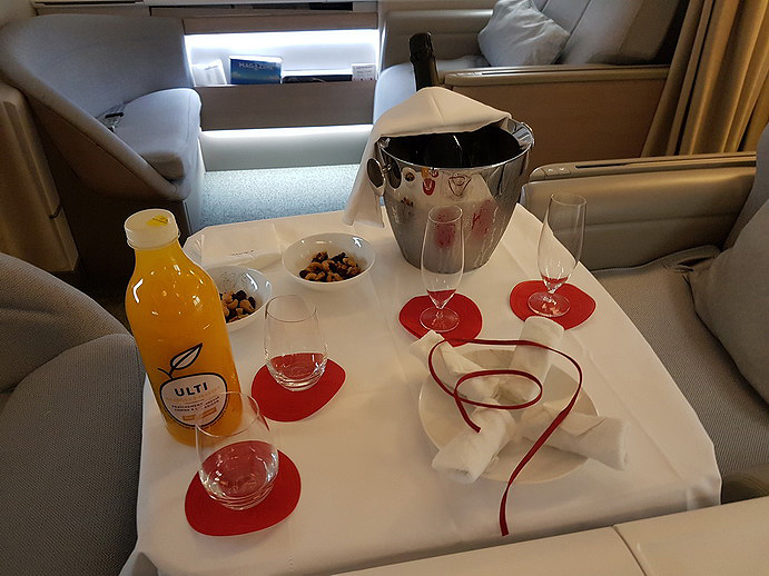 Air France First Class Welcome Drink