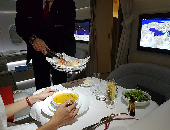 Air France First Class dinner