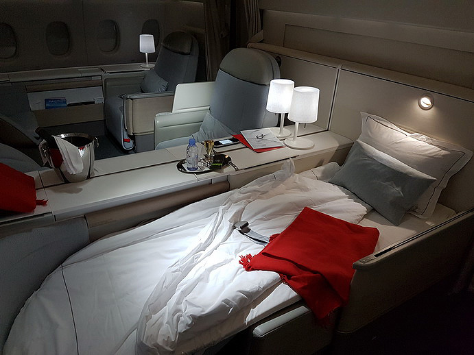 Air France La Premiere First Class bed turn down service