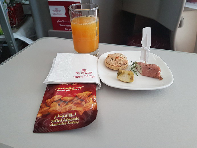 Royal Air Maroc Boeing 787 business class canapes