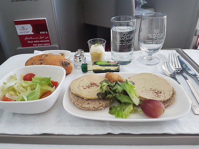 Royal Air Maroc Boeing 787 business class food
