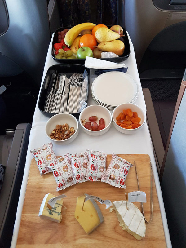 Singapore Airlines Business Class Fruit and Cheese cart