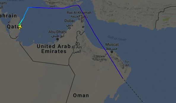 Qatar Airways flight to India, Australia Routing