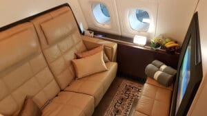 a couch in a plane