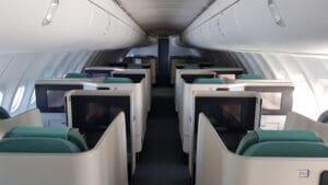 an airplane with rows of seats