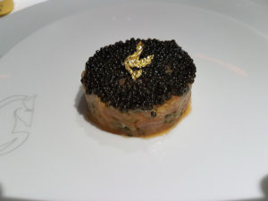 Caviar topped Salmon Tartare on Air France