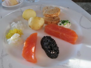 Caviar on Cathay Pacific with Balik Salmon