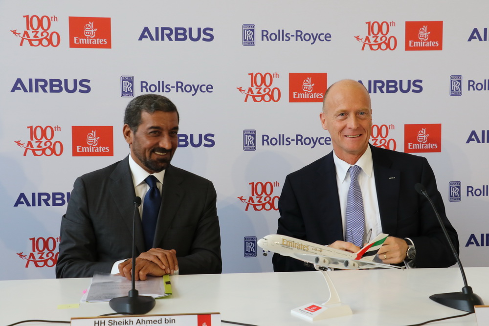 HH Sheikh Ahmed Bin Saeed Al Maktoum, Emirates Chairman and Tom Enders, Airbus Group CEO