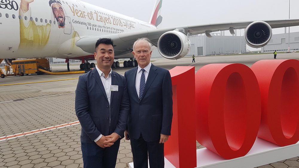 Meeting Sir Tim Clark at the Emirates 100th A380 ceremony