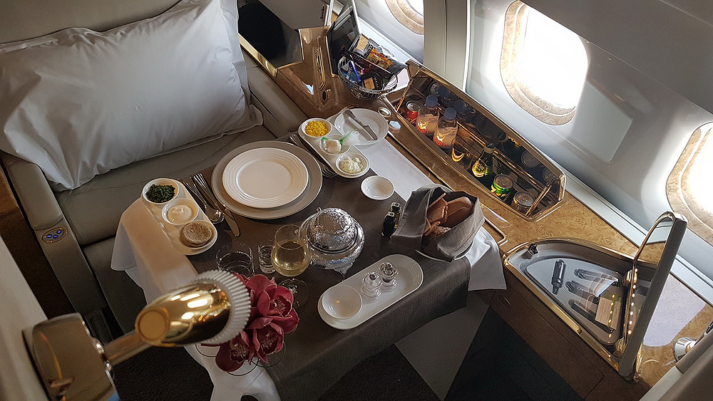 Emirates Executive Private Jet dinner table setting