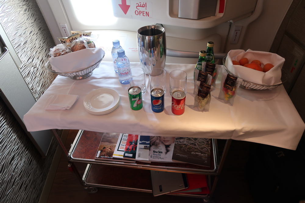 a table with food and drinks on it