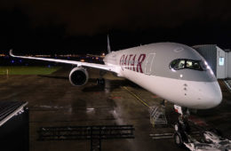 a plane on the tarmac at night