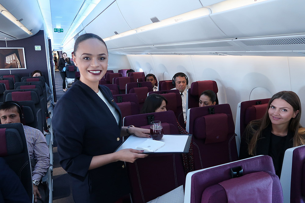 Qatar Airways Airbus A350-1000 Economy Class service
