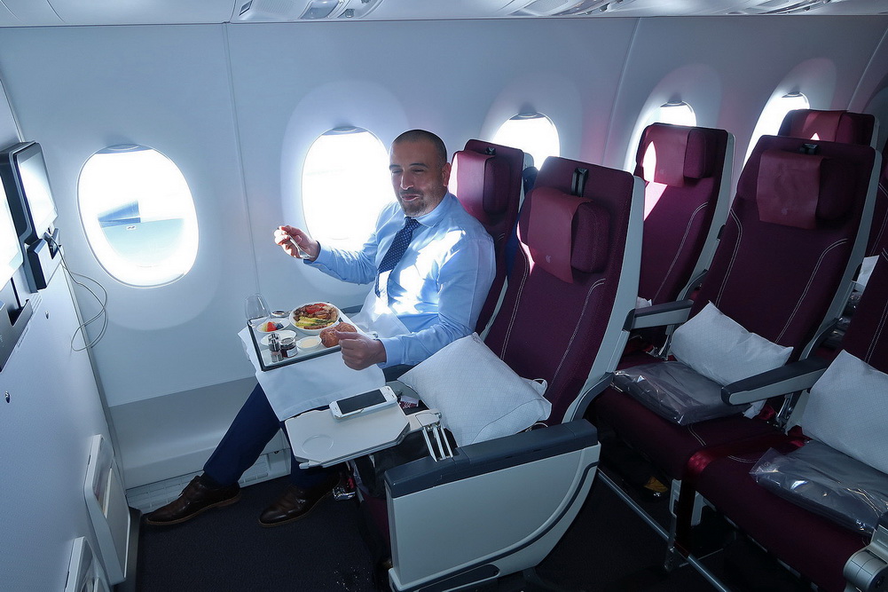 Qatar Airways Airbus A350-1000 Economy Class cabin