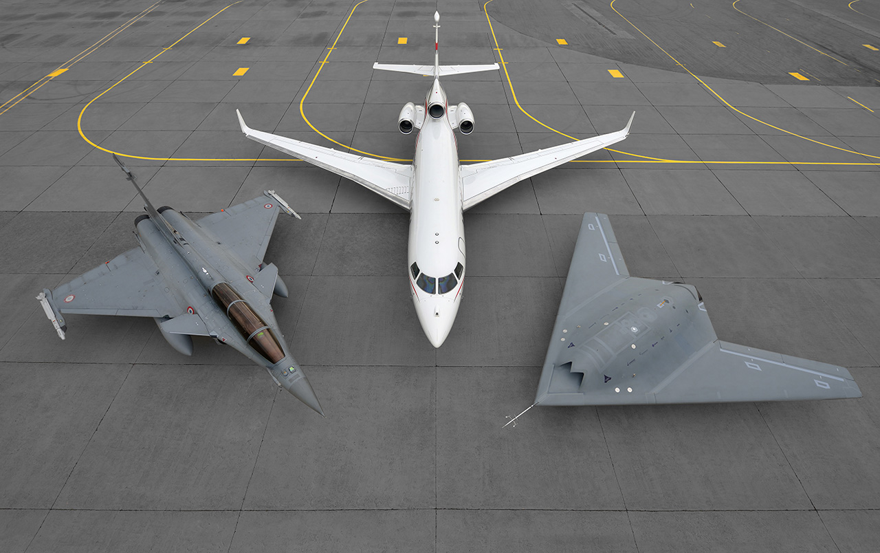 a jet and fighter jets on a runway