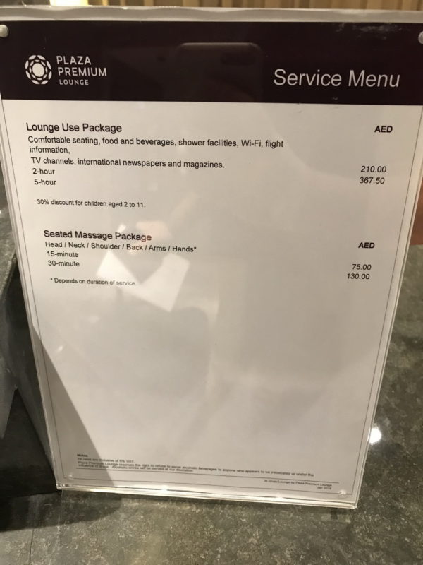 Cost of the Abu Dhabi Airport Plaza Premium Lounge