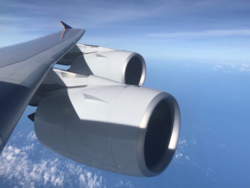 a plane wing with two engines