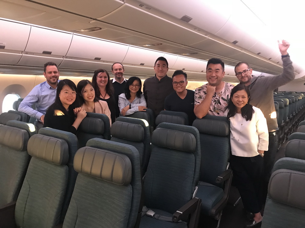 Cathay Pacific staff and passengers onboard CX3510 to Hong Kong.