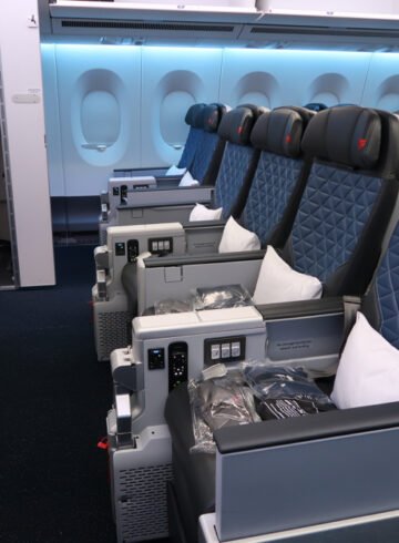 a row of seats in an airplane