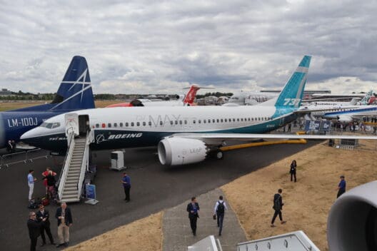 a group of people walking around an airplane