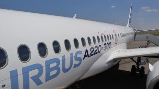 a white airplane with blue writing on it