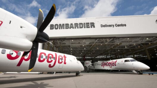 airplanes parked in a hangar