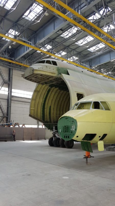 an airplane in a hangar