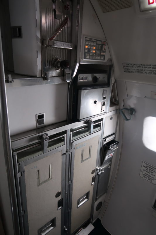 Galley is in the rear of the plane