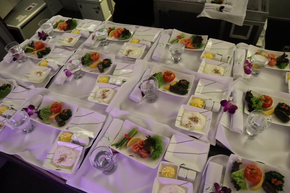a table with plates of food