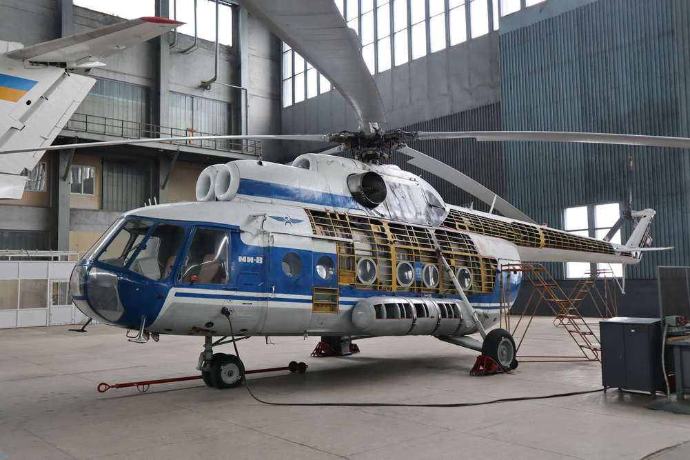 a helicopter in a hangar