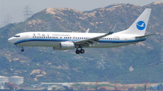 a plane flying over water