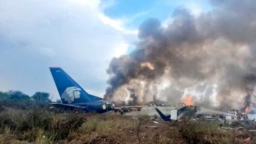 a plane crashed on fire