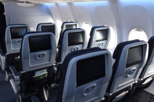a row of seats in an airplane