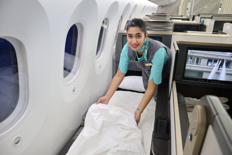 Gulf Air Business Class bed turn down service