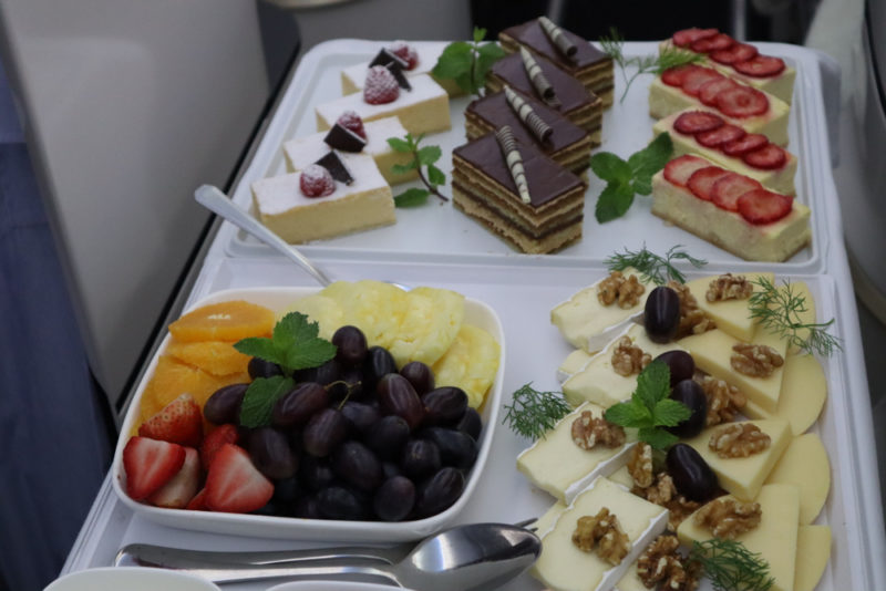 a tray of desserts on a table