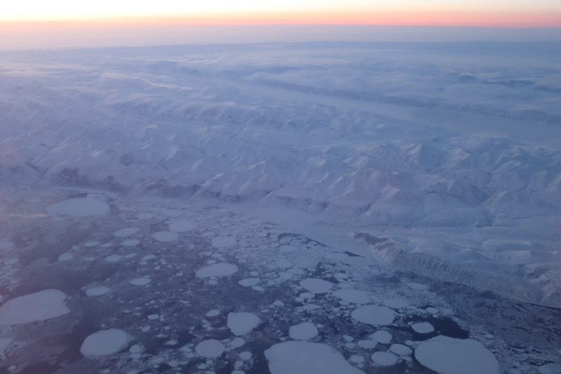 an aerial view of a snowy landscape