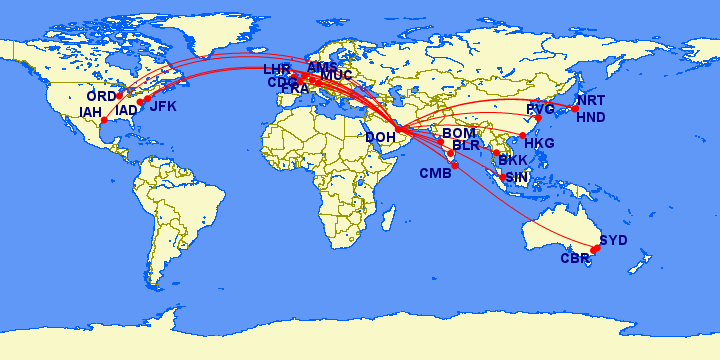 qatar airways travel map