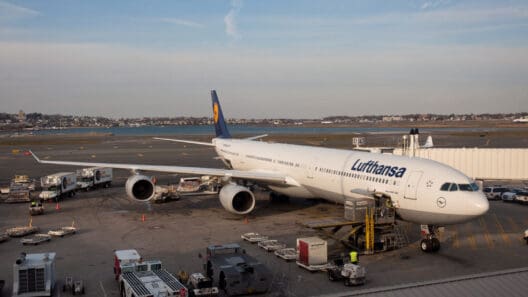 a large airplane parked at an airport