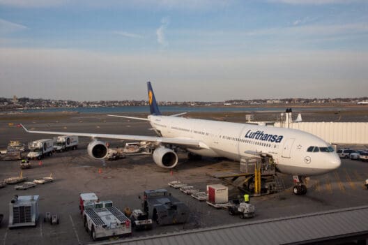 a large airplane parked at an airport