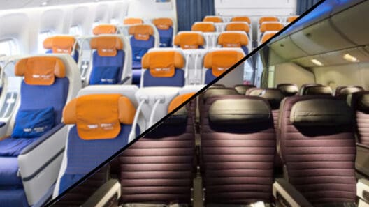 a collage of an airplane seats