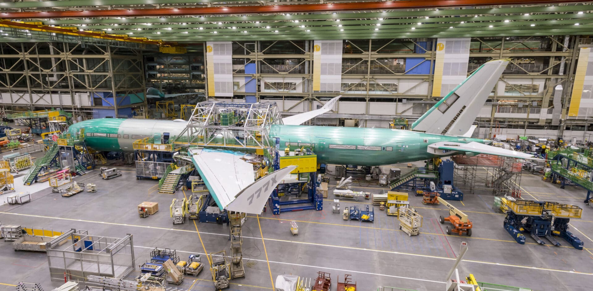 Boeing 777x flight test aircraft comes together