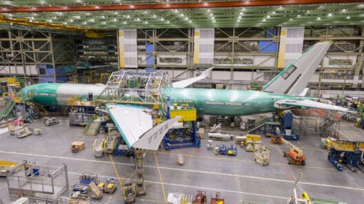 Boeing 777x flight test aircraft comes together